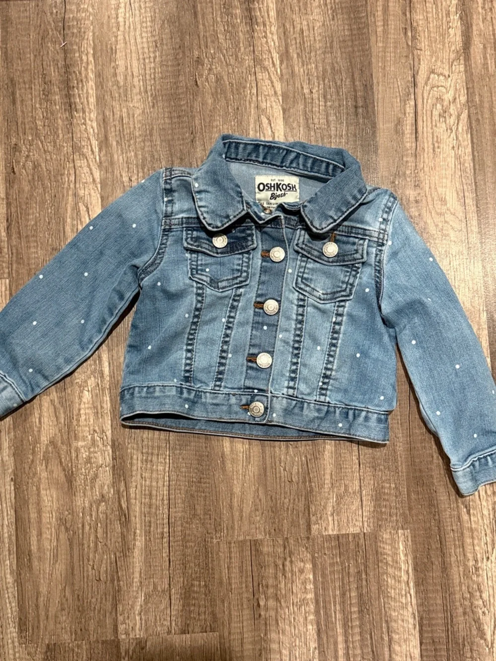 OshKosh B'gosh Medium Blue Denim Jacket with White Dot Accents